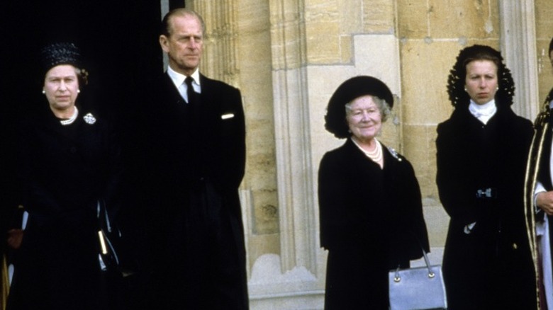 Members of the royal family at a funeral