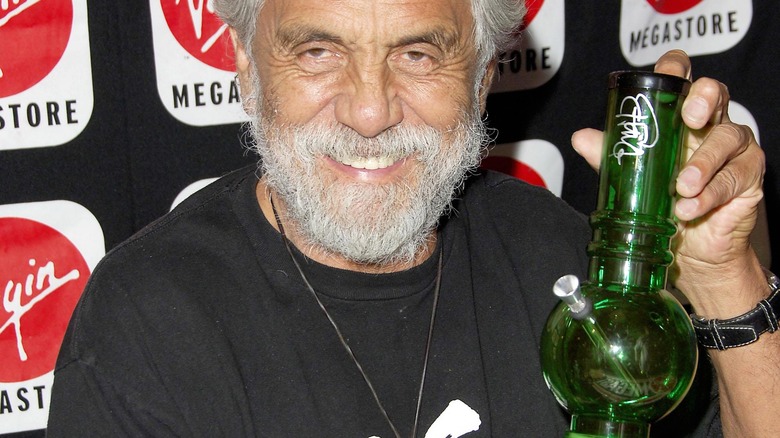 Tommy Chong with a bong