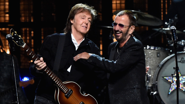 Paul McCartney and Ringo Starr onstage