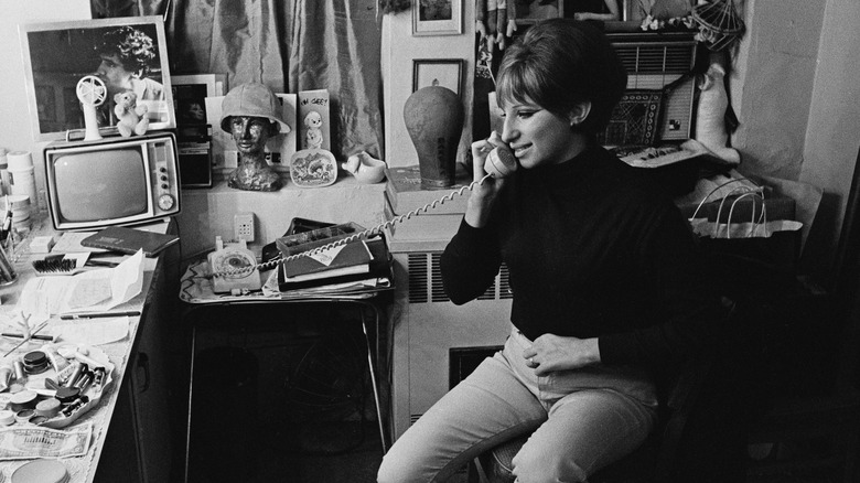 Barbra Streisand on the phone