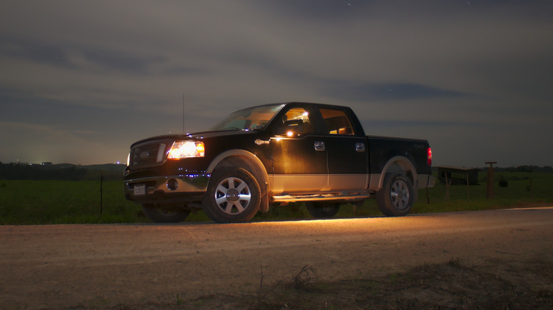 Black pickup truck