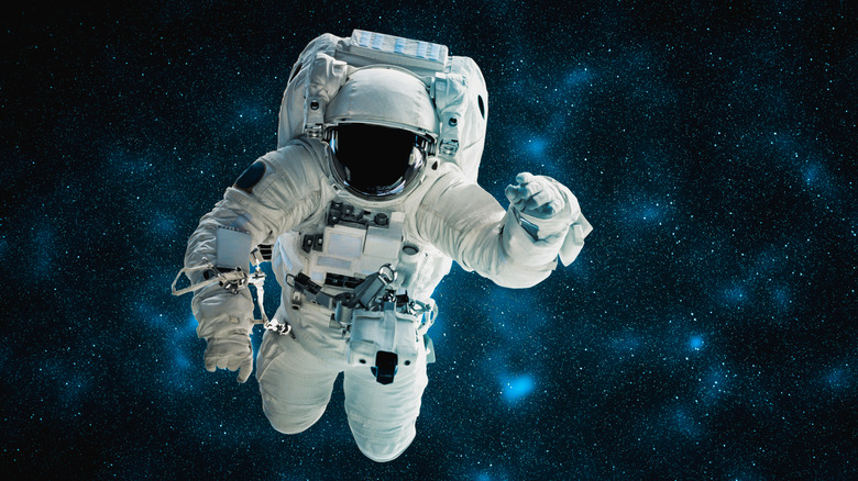 An astronaut on a space walk