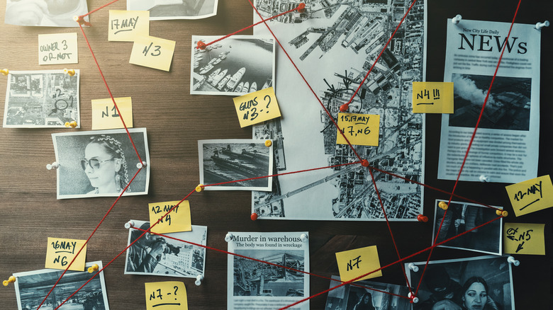 detective board with clues