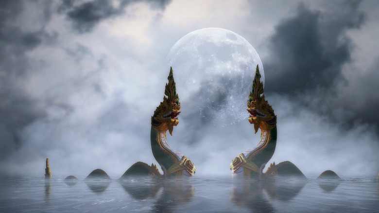 Naga at Khong River on a full moon
