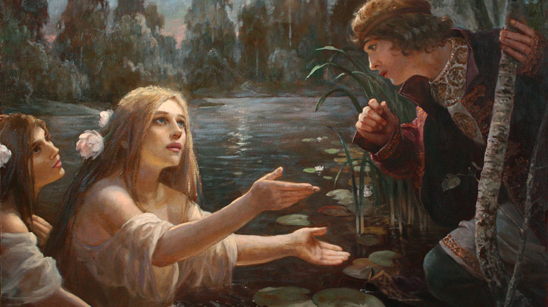 painting of rusalki enticing a man