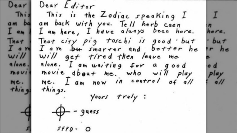 Letter from the Zodiac Killer