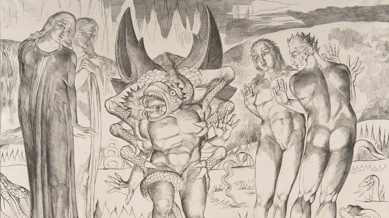 demons and damned souls, scene from Dante's 'Inferno'