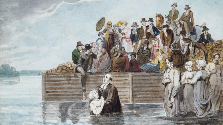 A Philadelphia Anabaptist Immersion during a Storm painting