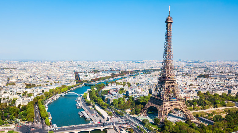 Aerial view of Eiffel Tower