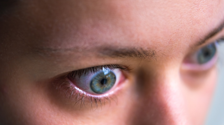 Woman's eyes staring intently