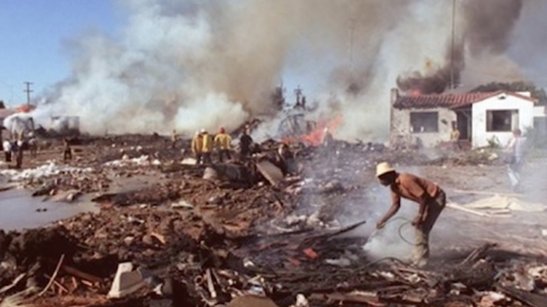 aftermath of PSA Flight 182 collision over San Diego