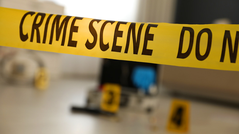 Crime scene surrounded by yellow tape