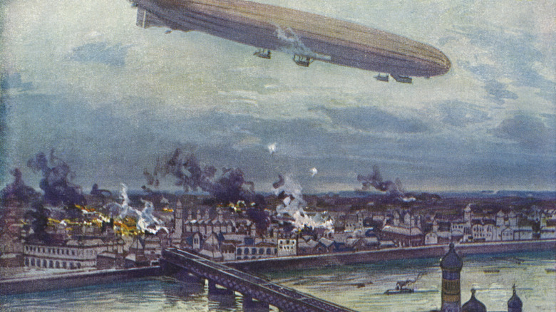 bombardment of Warsaw by German zeppelin WWI