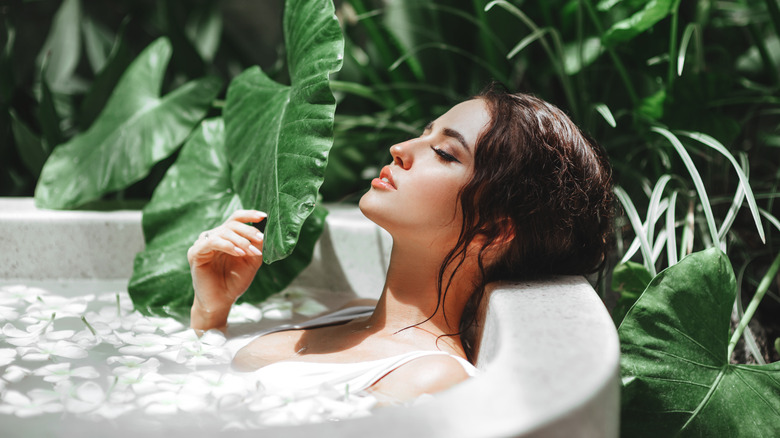 woman taking fancy bath