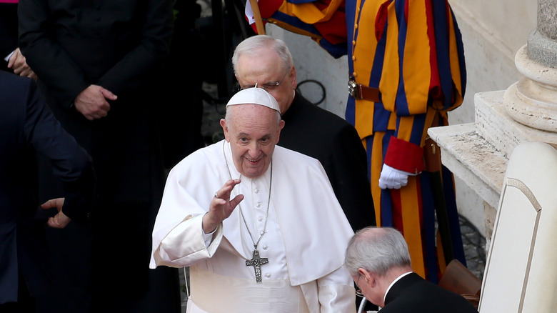 Pope Francis waving