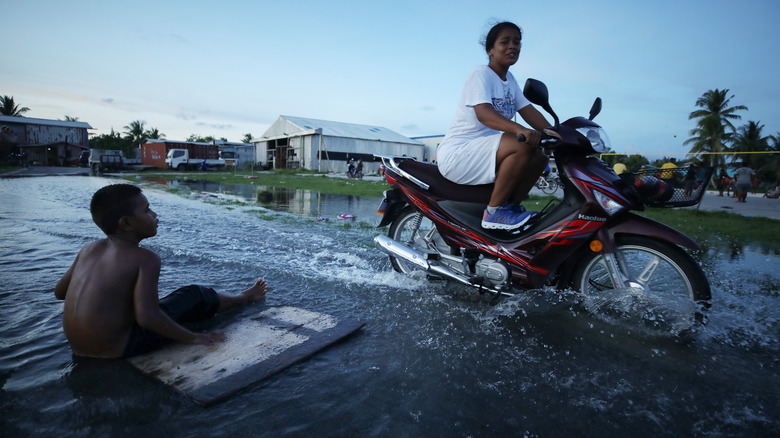 Tuvalu flood motorcycle