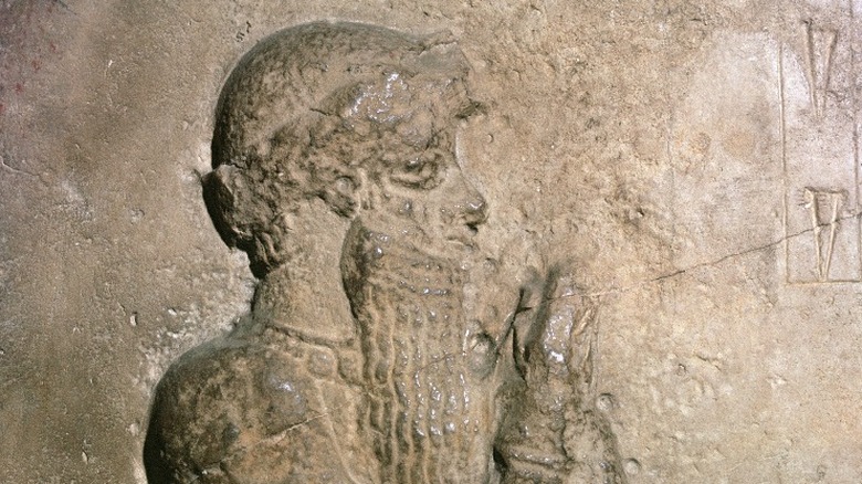 King Hammurabi carved into stone