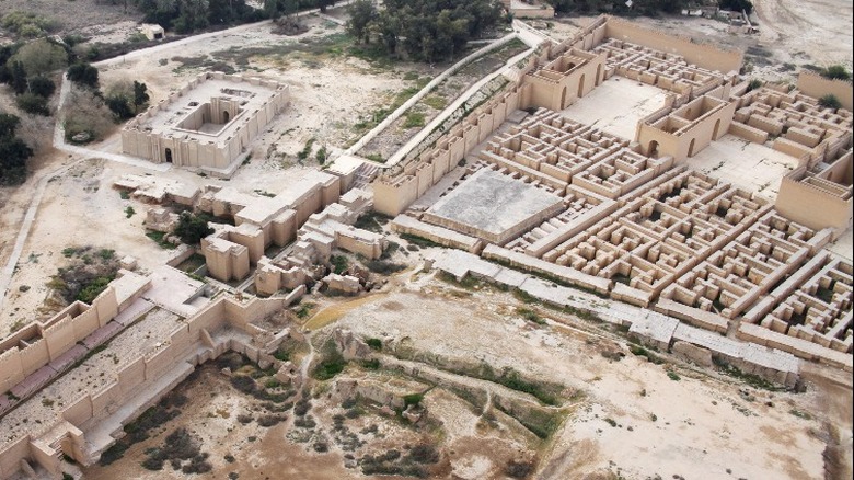Aerial view of ancient Babylonian ruins