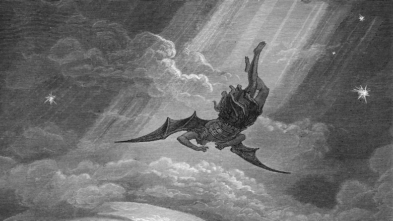 Illustration for John Milton's Paradise Lost by Gustave Doré (1866). The spiritual descent of Lucifer into Satan.