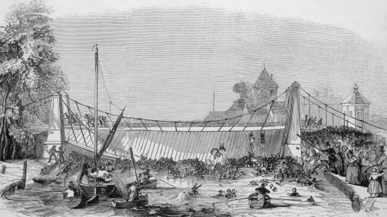 collapse of the Yarmouth bridge engraving