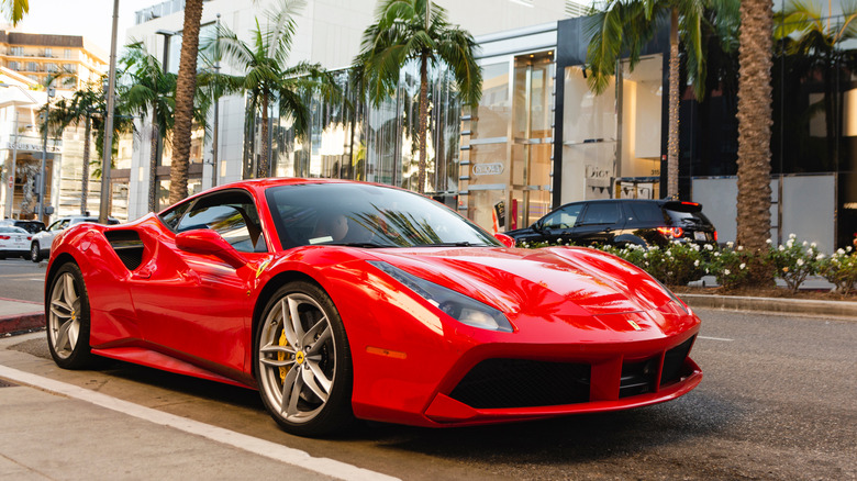 a ferrari on a street