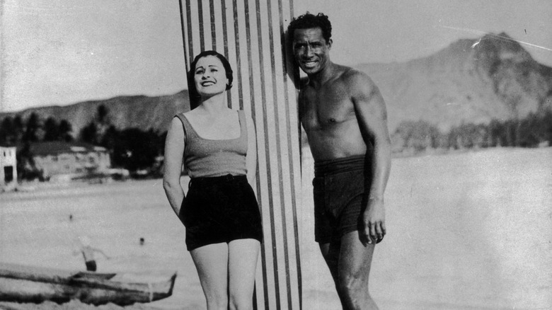 Duke Kahanamoku with surfboard