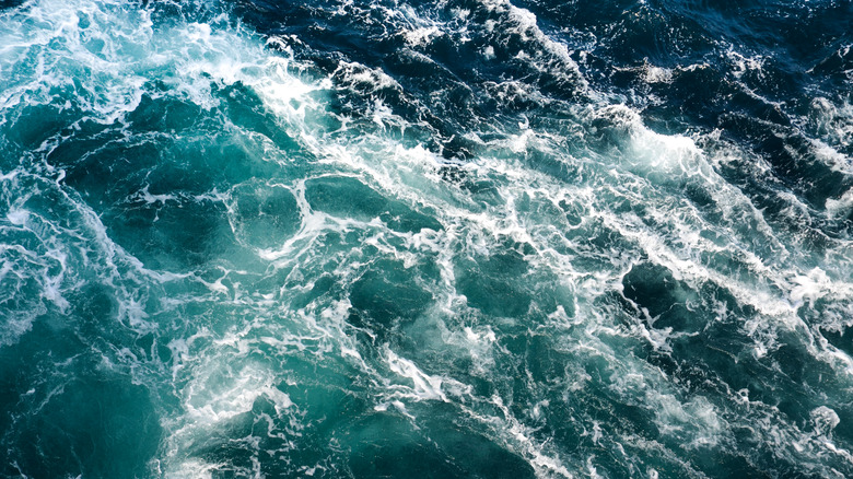 choppy ocean seen from above 