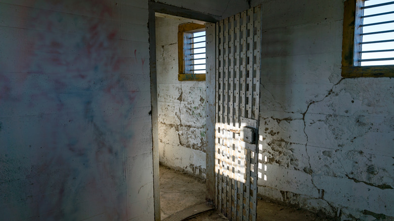 Old school jail door open