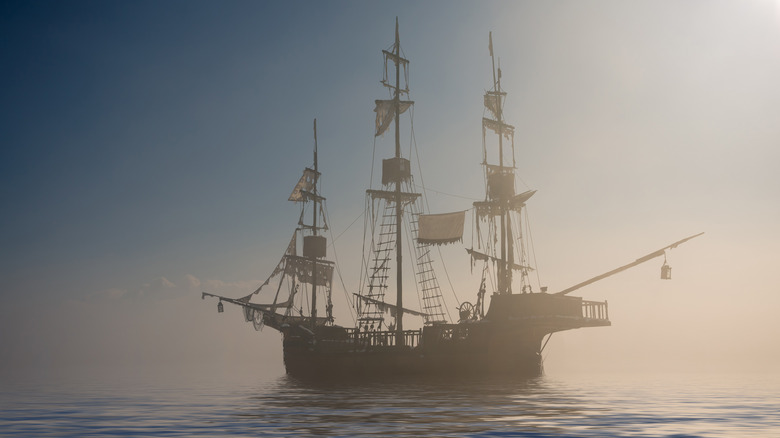 Pirate ship in the fog