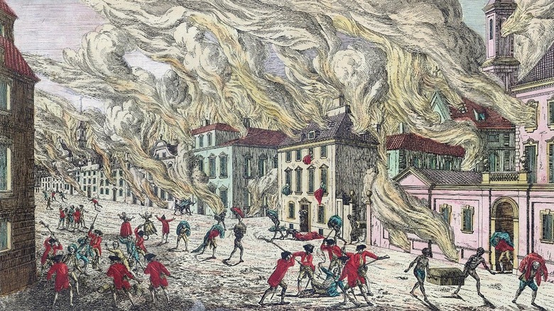 An old drawing of the great new york fire