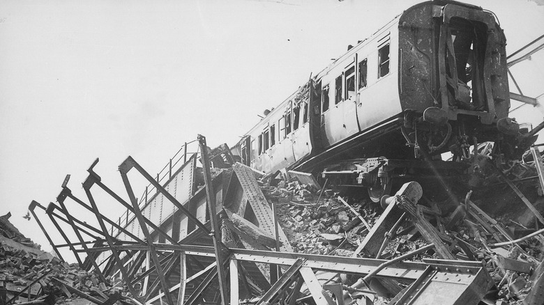 destroyed train