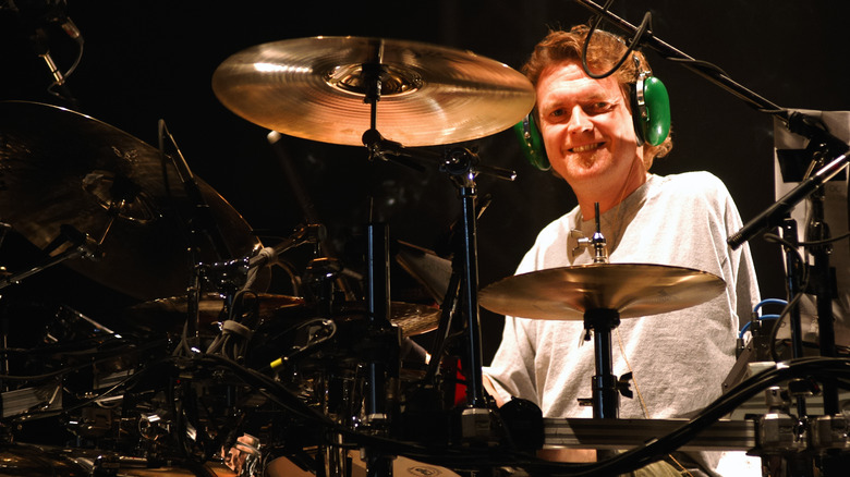 Rick Allen behind his drum kit