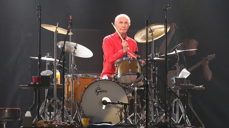 Charlie Watts playing drums