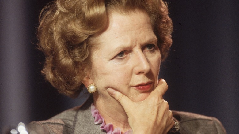 Margaret Thatcher staring disapprovingly 