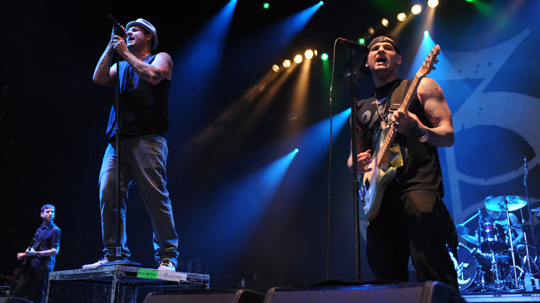 Benji and Joel Madden performing