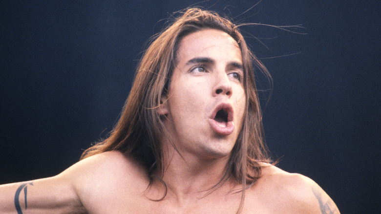 Anthony Kiedis shirtless mouth open