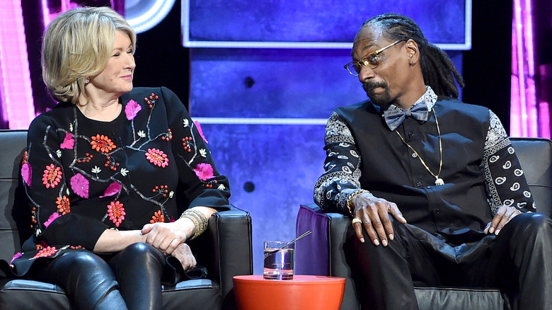 Martha Stewart and Snoop Dogg looking at each other
