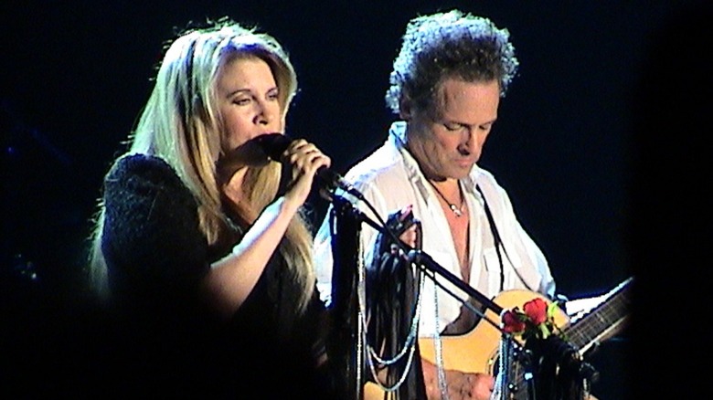 Stevie Nicks and Lindsey Buckingham performing together
