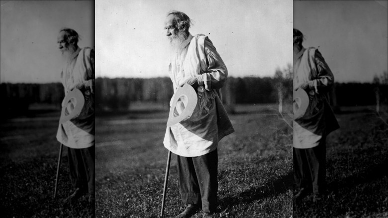 Leo Tolstoy in a field