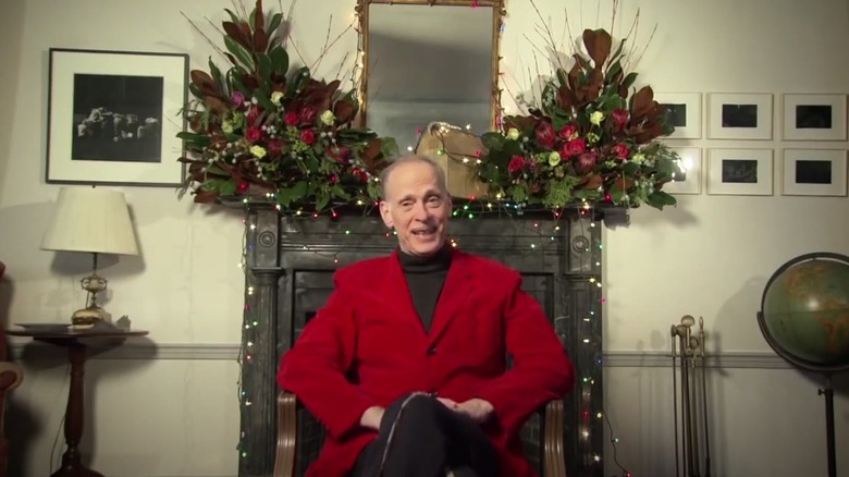 John Waters red jacket Christmas decorations