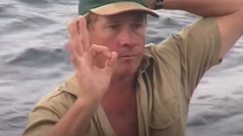 Steve Irwin giving OK sign