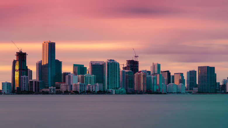 Down town Miami skyline at sunset