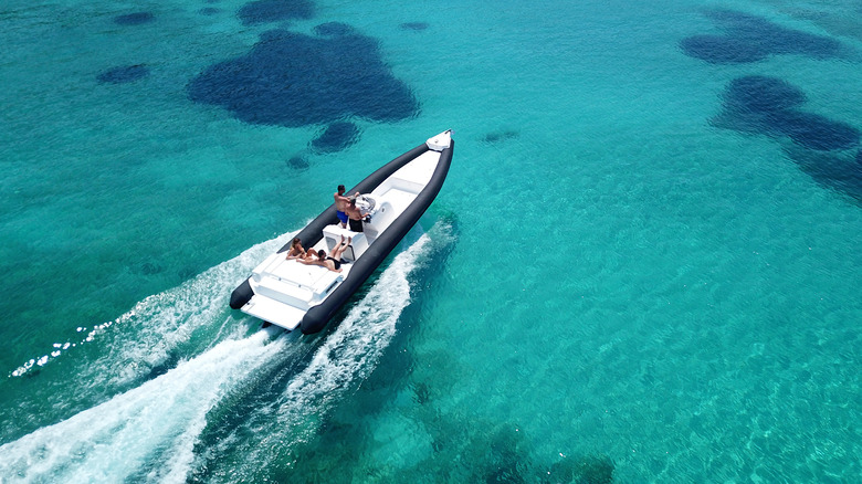 Powerboat cruising the water