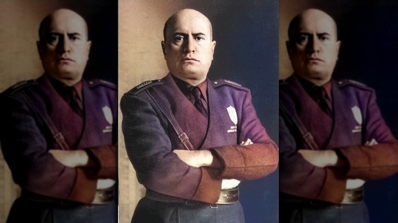 Colorized portrait of Benito Mussolini 