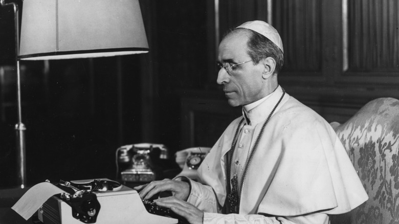 Pope Pius XII at his typewriter
