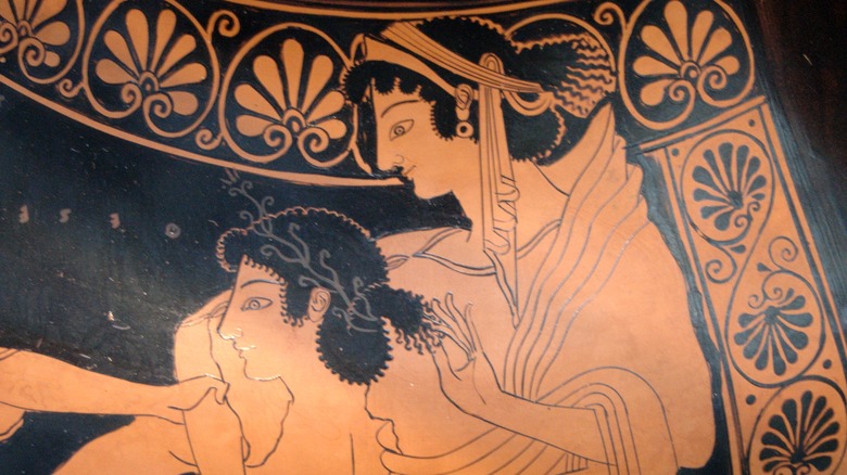Theseus depicted trying to carry off Helen of Sparta