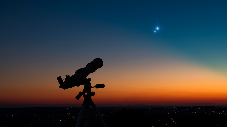 Telescope pointed at the sky