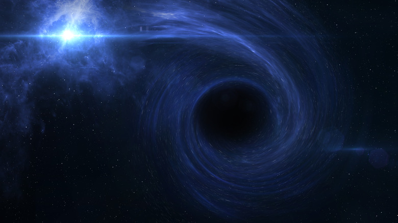 Black hole devouring nearby star