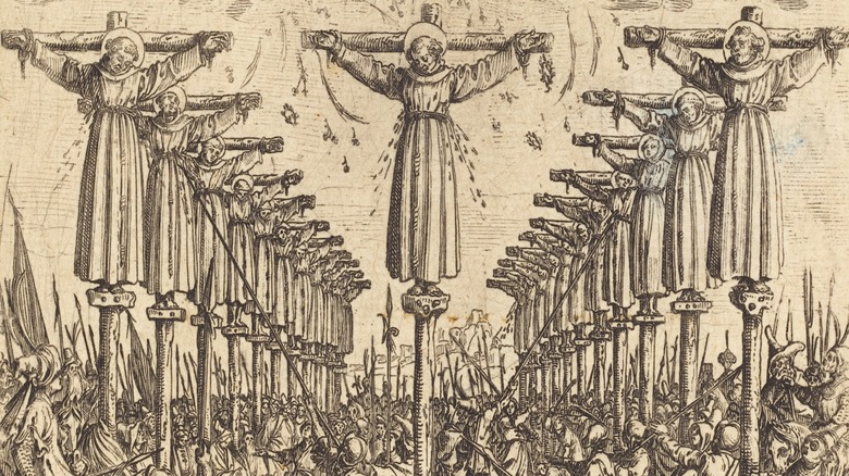 Illustration of crucified Japanese martyrs