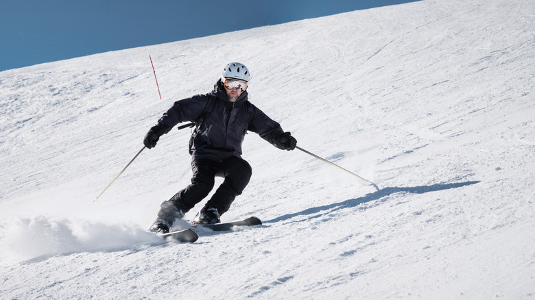 skier engaged in kinetic friction
